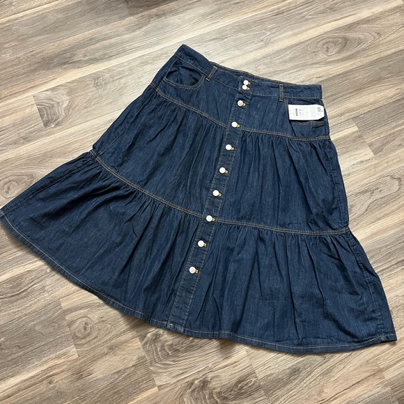 Time and Tru Skirts Blue Denim Button Up Skirt Poshmark